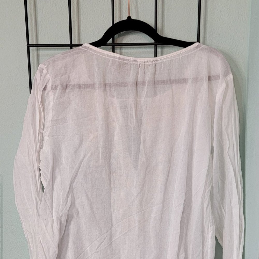 Eddie Bauer - XL - Sheer - 100% Cotton - Peasant Blouse Tunic
