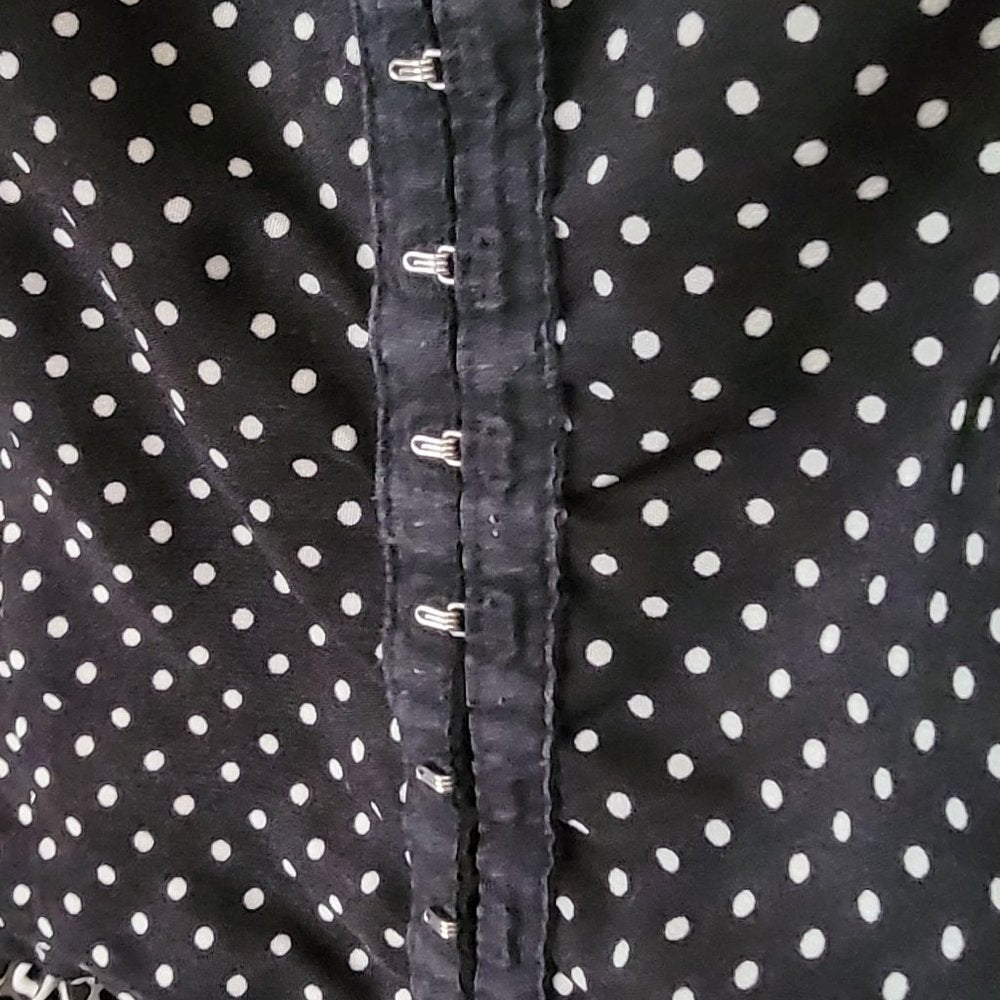 Xhilaration Women's Pleated Dress w/Pockets & Stretch - Black/Gray - Dotted - LG